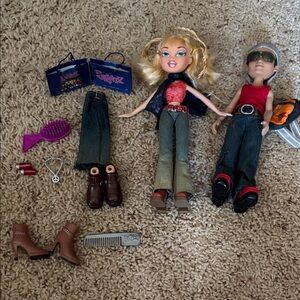 BRATZ Doll Duo Girl and Boy with Accessories Extra Shoes Hair brushes Y2K